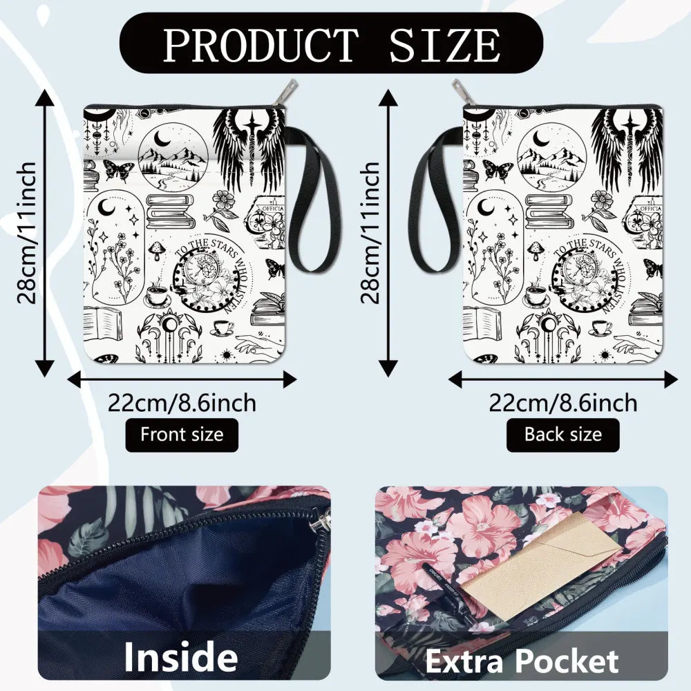 Flower Book Covers Butterfly Book Sleeve Book Protector for Paperbacks Washable Fabric Cloth Book Cover with Zipper and Extra