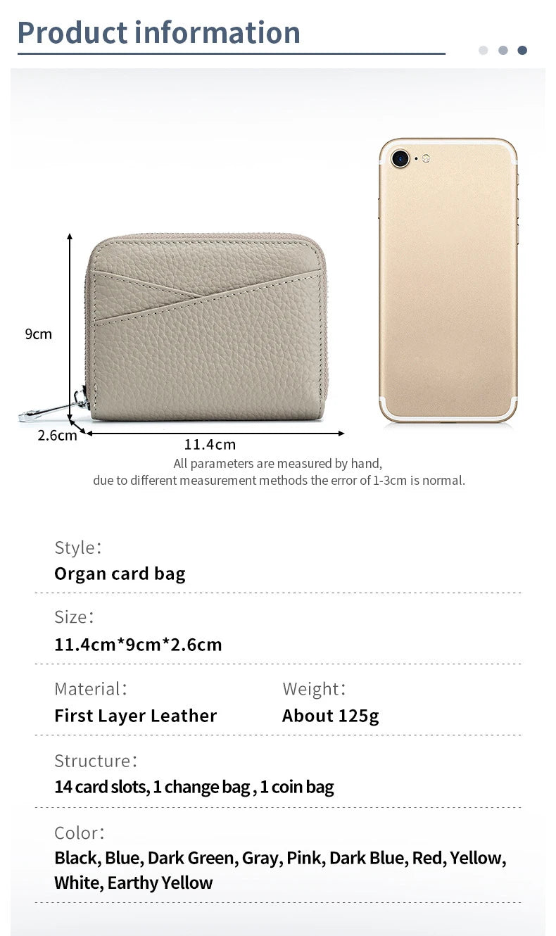 New Women Wallet Genuine Leather Card Holders Female Cowhide Wallets Fashion Small Portable Purses Cute Wallet Coin Bags Clutch