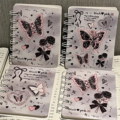 Rose Butterfly A7 Coil Book Ins High Value Romantic Thickened Small NoteBook Gift Book Korean Stationery Planner