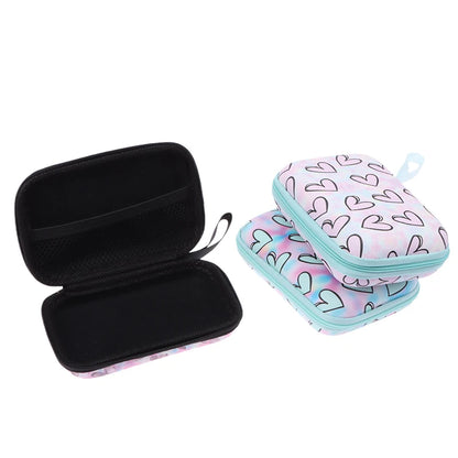 Cute Cartoon Heart Butterfly Pattern Headphone Data Cable Storage Bag Charger Power Bank Rectangular Box Zipper Bag Pocket Pouch