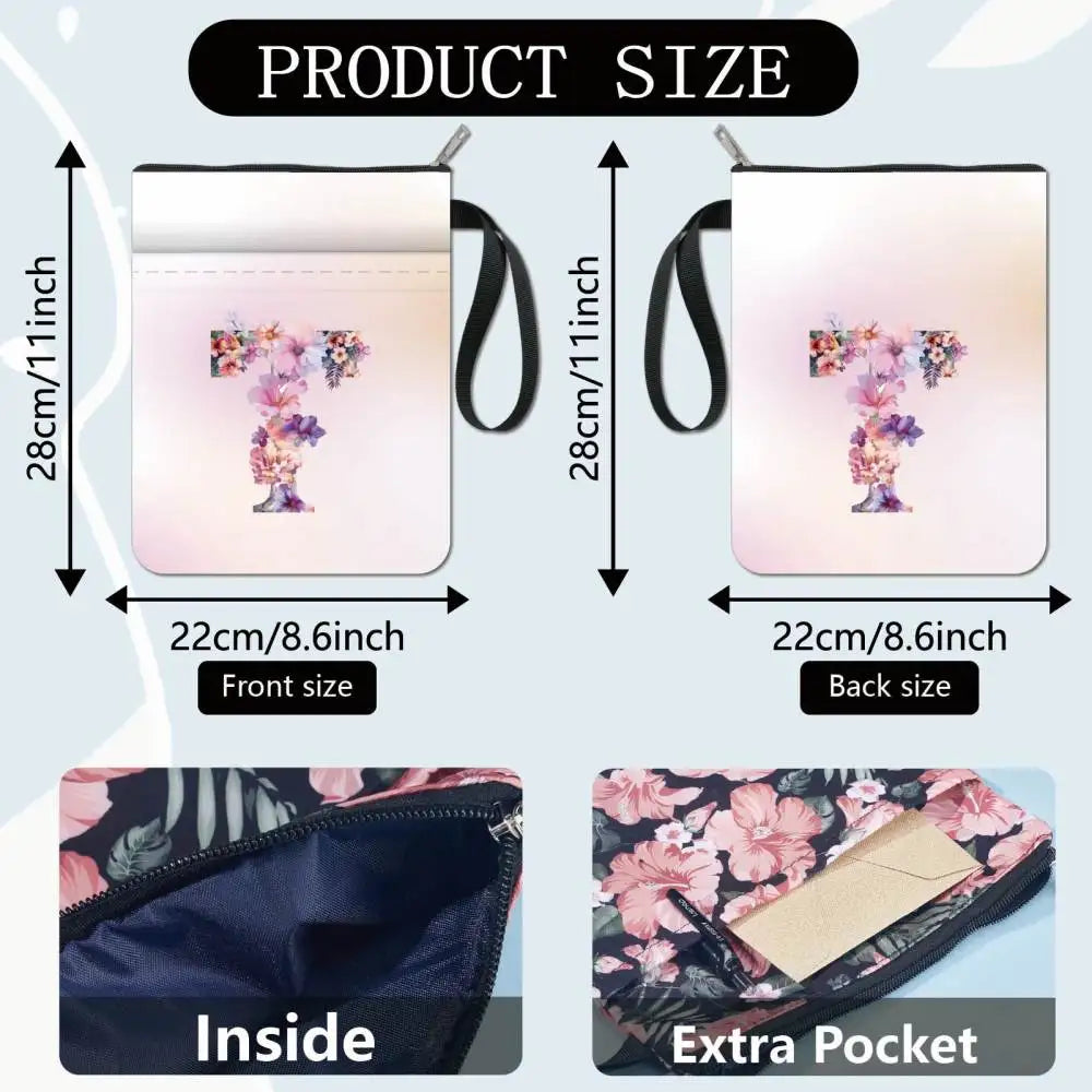 Flower Book Covers Butterfly Book Sleeve Book Protector for Paperbacks Washable Fabric Cloth Book Cover with Zipper and Extra