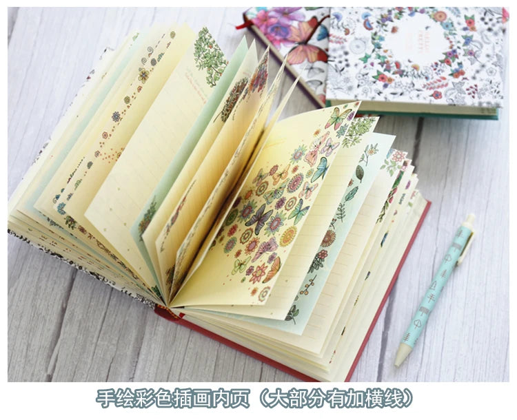 Hardcover Thick Notebook Coloring Illustrated 148 Sheets Coloring Illustrated  Beautiful Butterfly Diary Student Notepad ﻿