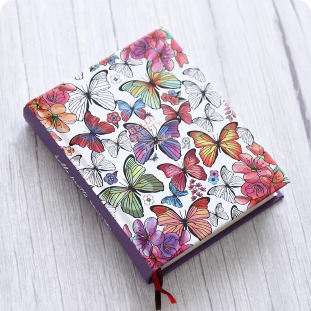 Hardcover Thick Notebook Coloring Illustrated 148 Sheets Coloring Illustrated  Beautiful Butterfly Diary Student Notepad ﻿