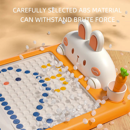 Rabbit Magnetic Drawing Board Children Drawing Board Magnetic Beads Radish Pen Graffiti Board Early Education Montessori Toy