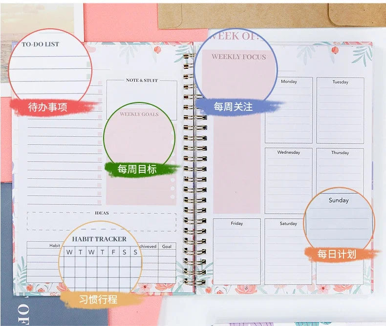 Daily Planner Notebook - Undated To Do List Task with Priorities,Mood Tracker,Notes,Suitable for Office, Home and School