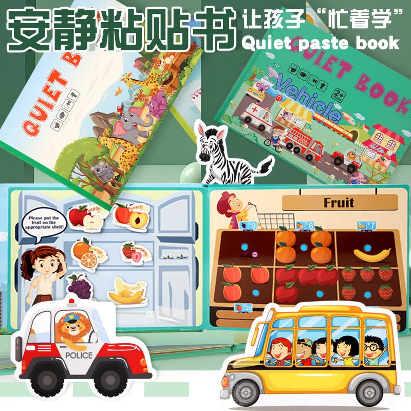 Montessori Baby Busy Book My First Quiet Book Paste Early Learning Education Toy Children Matching Game Toys for Kids 1 2 3 Year