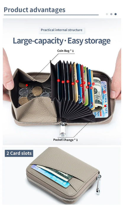 New Women Wallet Genuine Leather Card Holders Female Cowhide Wallets Fashion Small Portable Purses Cute Wallet Coin Bags Clutch