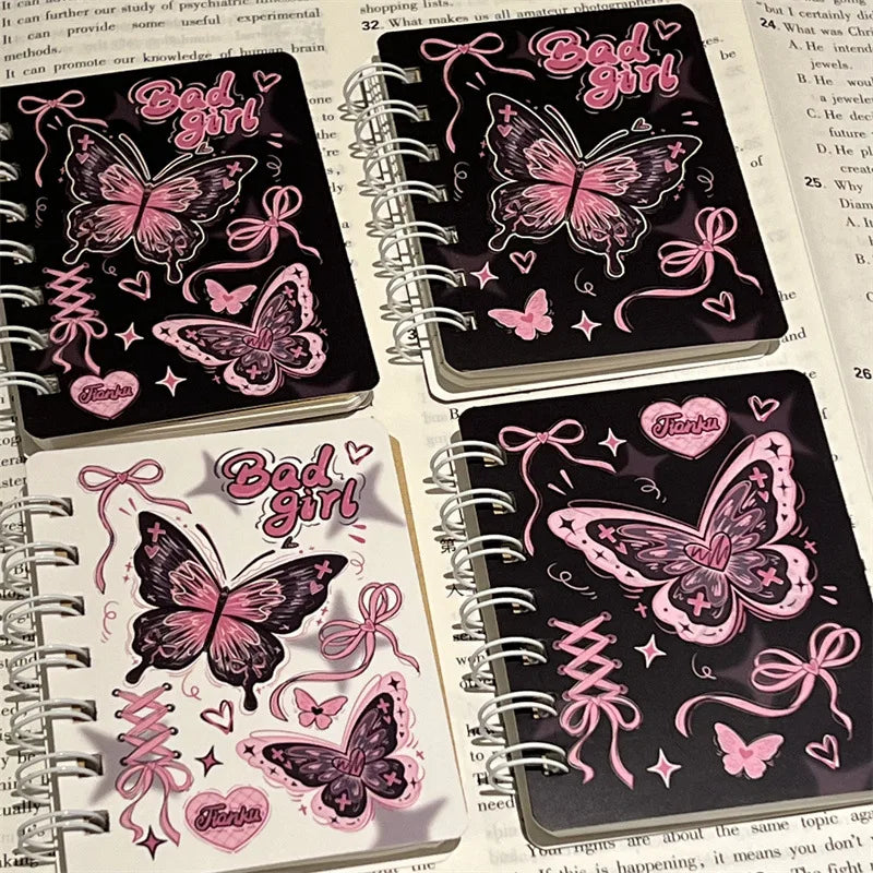 Rose Butterfly A7 Coil Book Ins High Value Romantic Thickened Small NoteBook Gift Book Korean Stationery Planner