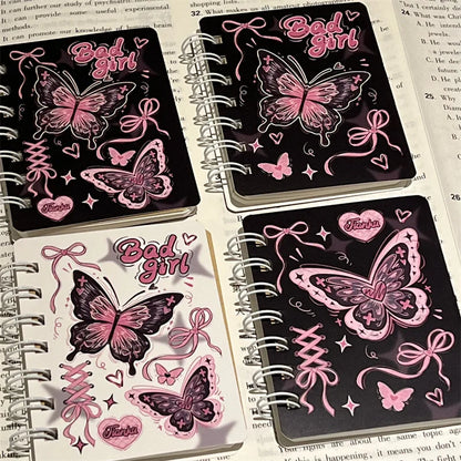 Rose Butterfly A7 Coil Book Ins High Value Romantic Thickened Small NoteBook Gift Book Korean Stationery Planner