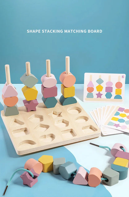 Baby Wooden Toys Threading Rope Games Matching Sorting Logic Thinking Fine Motor Montessori Educational Puzzle Toy Kid's Gifts