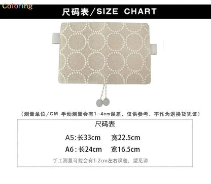 Munimhoe Japanese Style Cotton-ramie Fabrics Embroidery Cover Only, A6 A5 Hobo NoteBook Cover, Wear Resistant, Soft Feeling