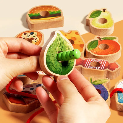 Baby Wooden Toys Threading Rope Games Matching Sorting Logic Thinking Fine Motor Montessori Educational Puzzle Toy Kid's Gifts