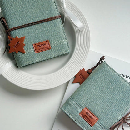 M5 A8 A7 Green Jean Fabric Loose Leaf Binder Journal Notebook Diary Cover Ring Planners Organizer Easy Carrying Agenda