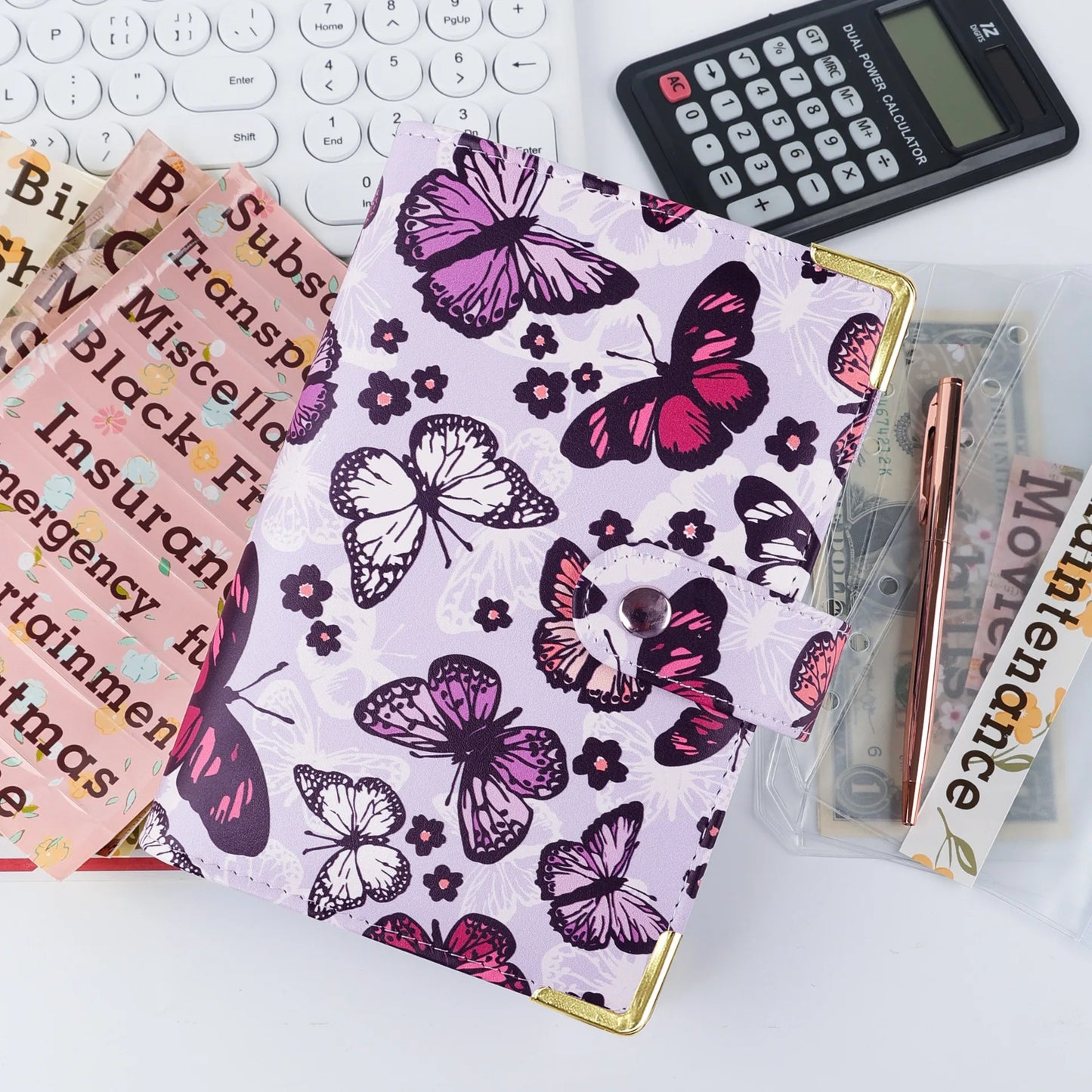 A6 Butterfly Macaroon Colorful PU Leather DIY Binder Notebook Cover Diary Agenda Planner Paper Cover School Stationery