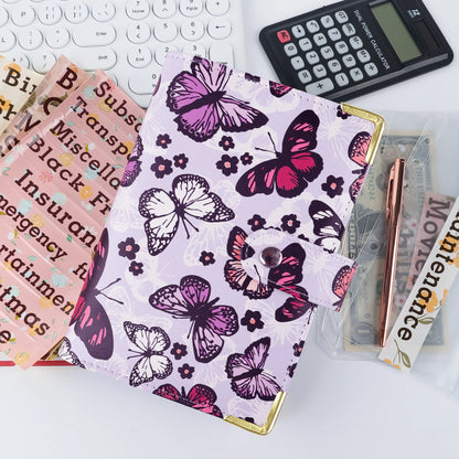 A6 Butterfly Macaroon Colorful PU Leather DIY Binder Notebook Cover Diary Agenda Planner Paper Cover School Stationery