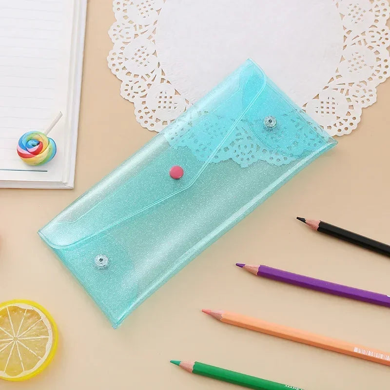 Transparent Laser Cosmetic Bag Makeup Case TPU Pencil Bag Pouch Cute Glitter Pencil Laser Pen Case School Bags for Girl Portable