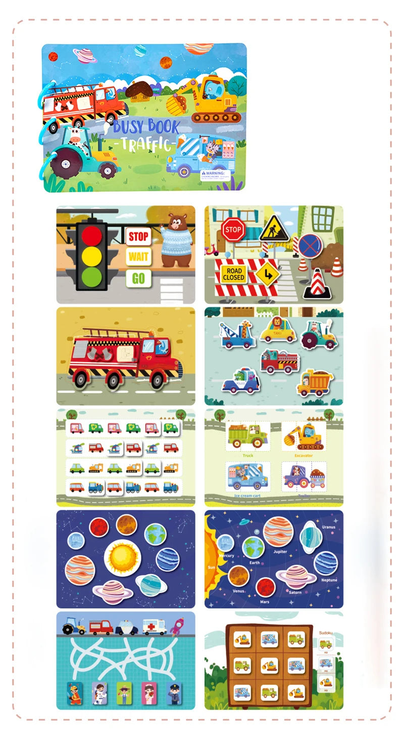 Montessori Baby Busy Book My First Quiet Book Paste Early Learning Education Toy Children Matching Game Toys for Kids 1 2 3 Year
