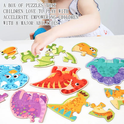 Lovely Wooden Cartoon Animal Jigsaw Puzzles Game Montessori Baby Puzzle Toy for Kindergarten Kid Early Learning Education