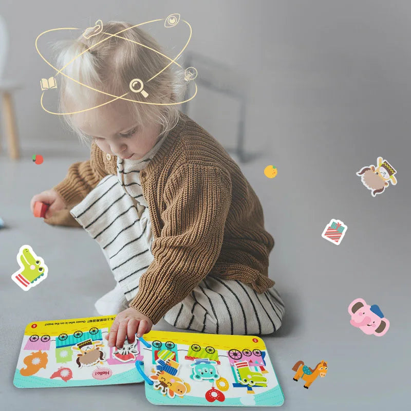 Montessori Baby Busy Book My First Quiet Book Paste Early Learning Education Toy Children Matching Game Toys for Kids 1 2 3 Year