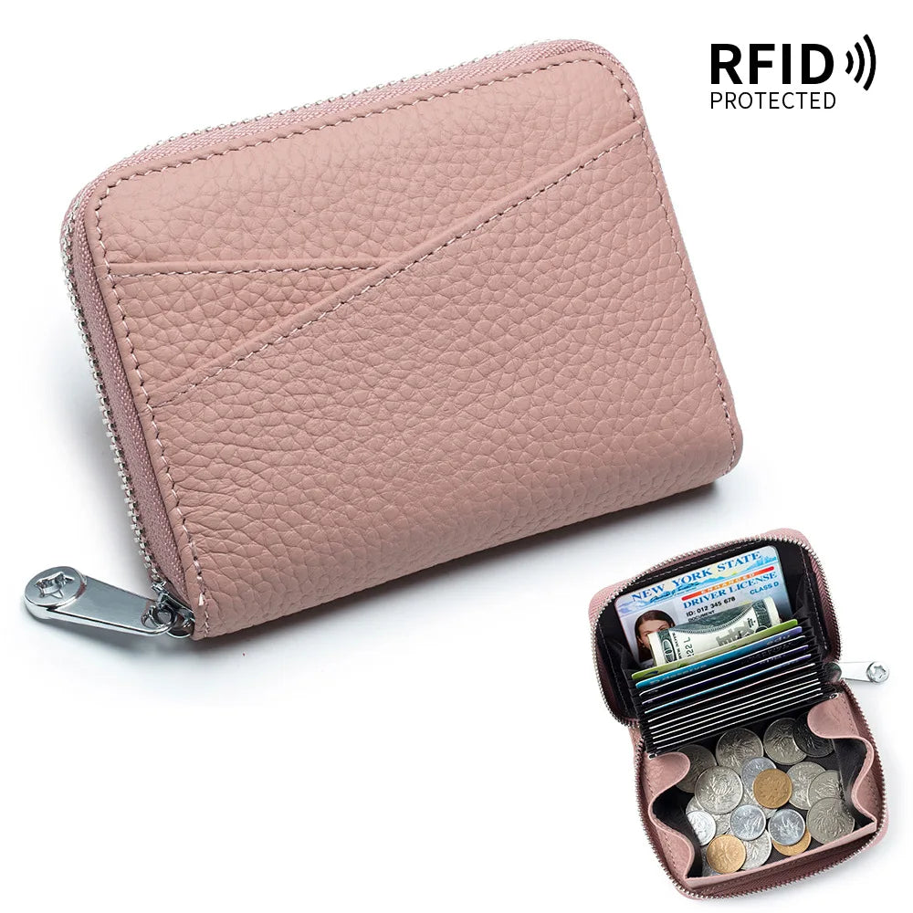 New Women Wallet Genuine Leather Card Holders Female Cowhide Wallets Fashion Small Portable Purses Cute Wallet Coin Bags Clutch