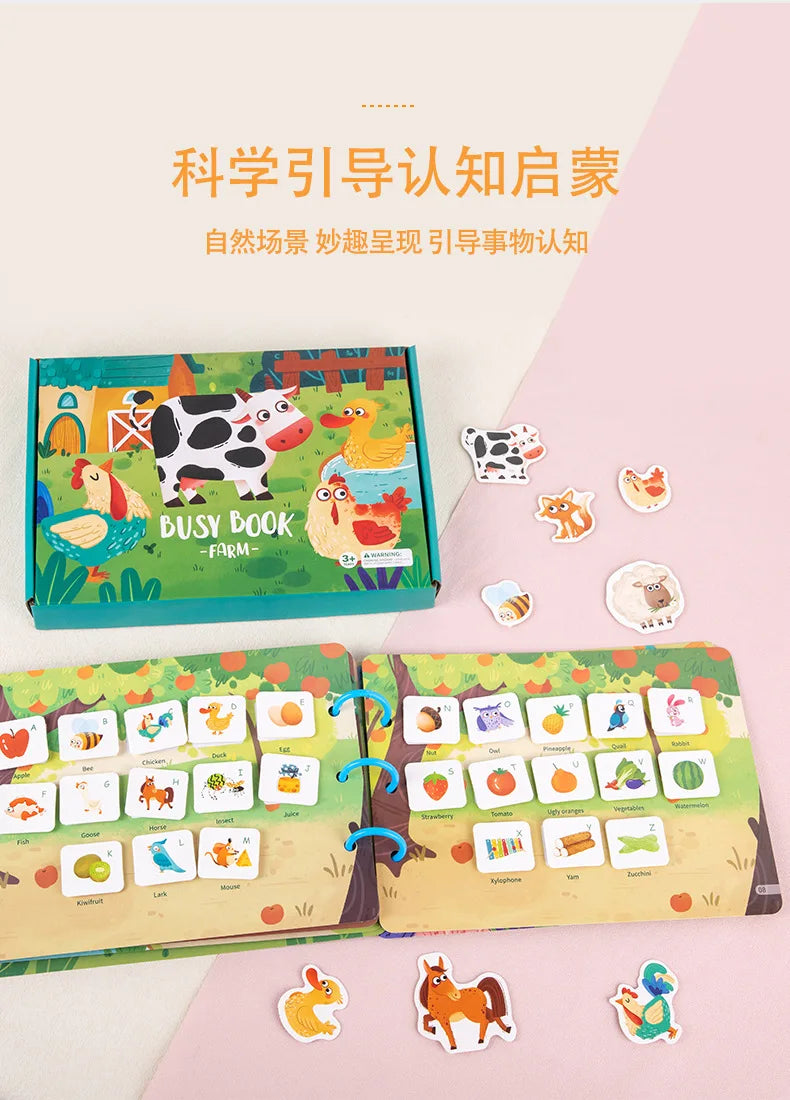 Montessori Baby Busy Book My First Quiet Book Paste Early Learning Education Toy Children Matching Game Toys for Kids 1 2 3 Year