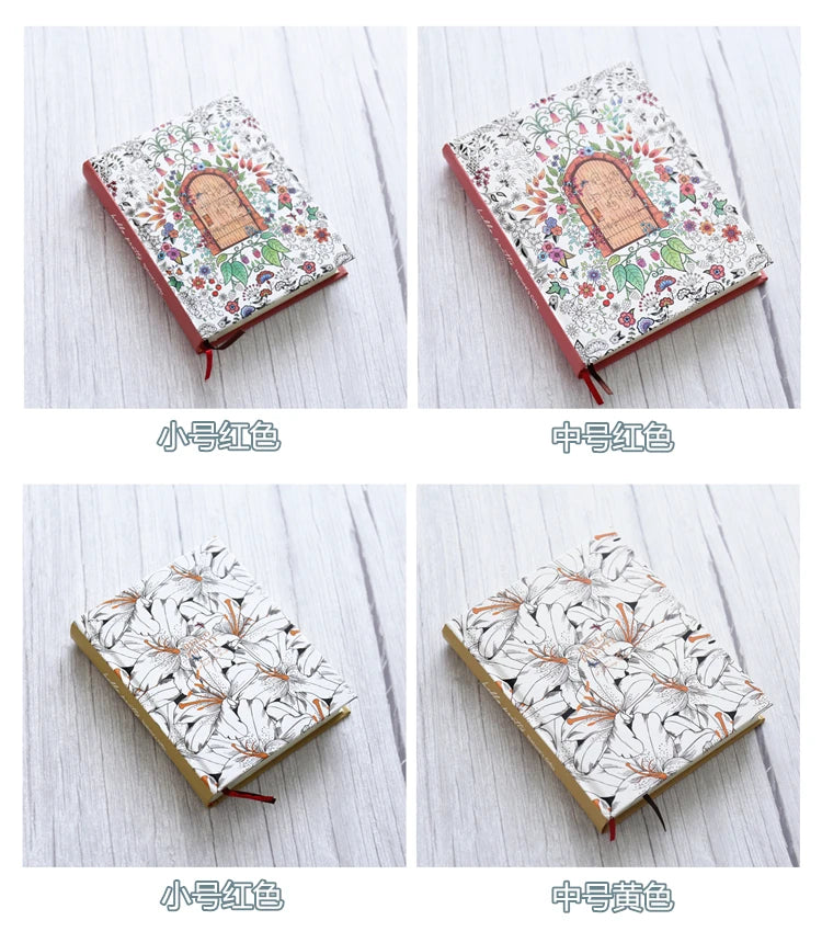 Hardcover Thick Notebook Coloring Illustrated 148 Sheets Coloring Illustrated  Beautiful Butterfly Diary Student Notepad ﻿