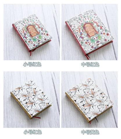Hardcover Thick Notebook Coloring Illustrated 148 Sheets Coloring Illustrated  Beautiful Butterfly Diary Student Notepad ﻿