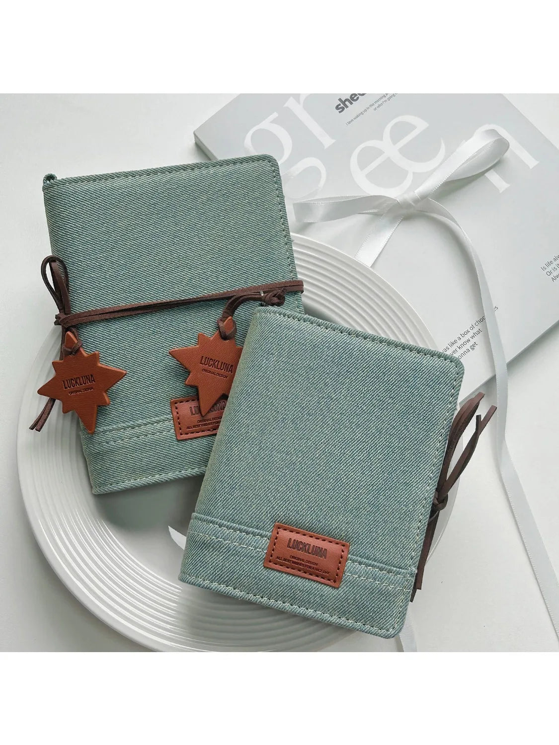 M5 A8 A7 Green Jean Fabric Loose Leaf Binder Journal Notebook Diary Cover Ring Planners Organizer Easy Carrying Agenda