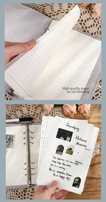 JIANWU A5 Literary Embroidered Fabric Button Loose-leaf Notebook Flower Butterfly Cover Creative DIY Student Supplies Stationery