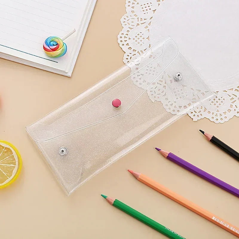 Transparent Laser Cosmetic Bag Makeup Case TPU Pencil Bag Pouch Cute Glitter Pencil Laser Pen Case School Bags for Girl Portable