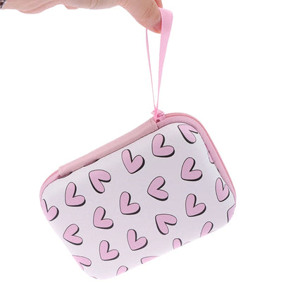 Cute Cartoon Heart Butterfly Pattern Headphone Data Cable Storage Bag Charger Power Bank Rectangular Box Zipper Bag Pocket Pouch