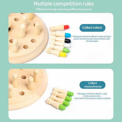Wooden Chessboard Color Memory Chess Game Memory Concentration Training Wooden CHILDREN'S Early Education Educational Toys
