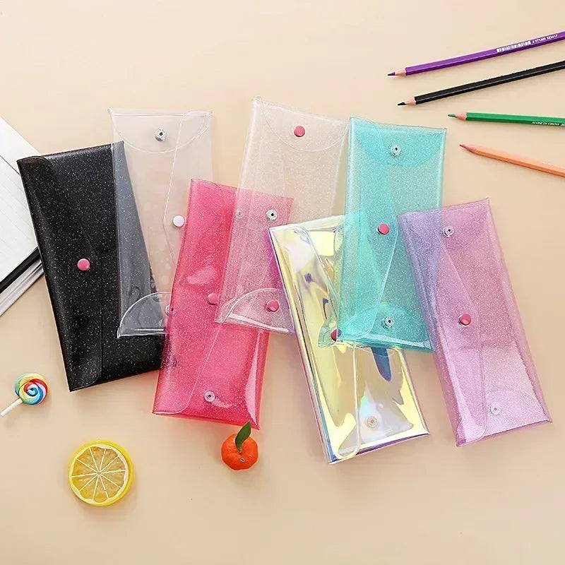 Transparent Laser Cosmetic Bag Makeup Case TPU Pencil Bag Pouch Cute Glitter Pencil Laser Pen Case School Bags for Girl Portable