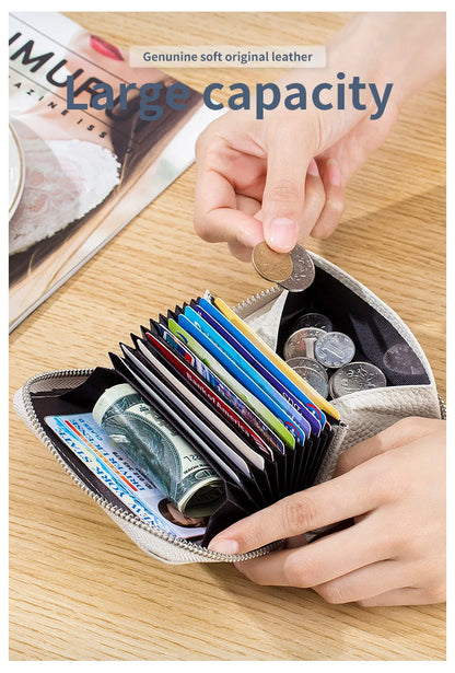 New Women Wallet Genuine Leather Card Holders Female Cowhide Wallets Fashion Small Portable Purses Cute Wallet Coin Bags Clutch
