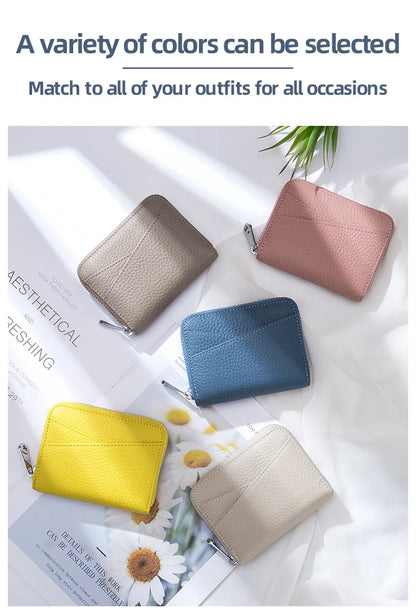 New Women Wallet Genuine Leather Card Holders Female Cowhide Wallets Fashion Small Portable Purses Cute Wallet Coin Bags Clutch