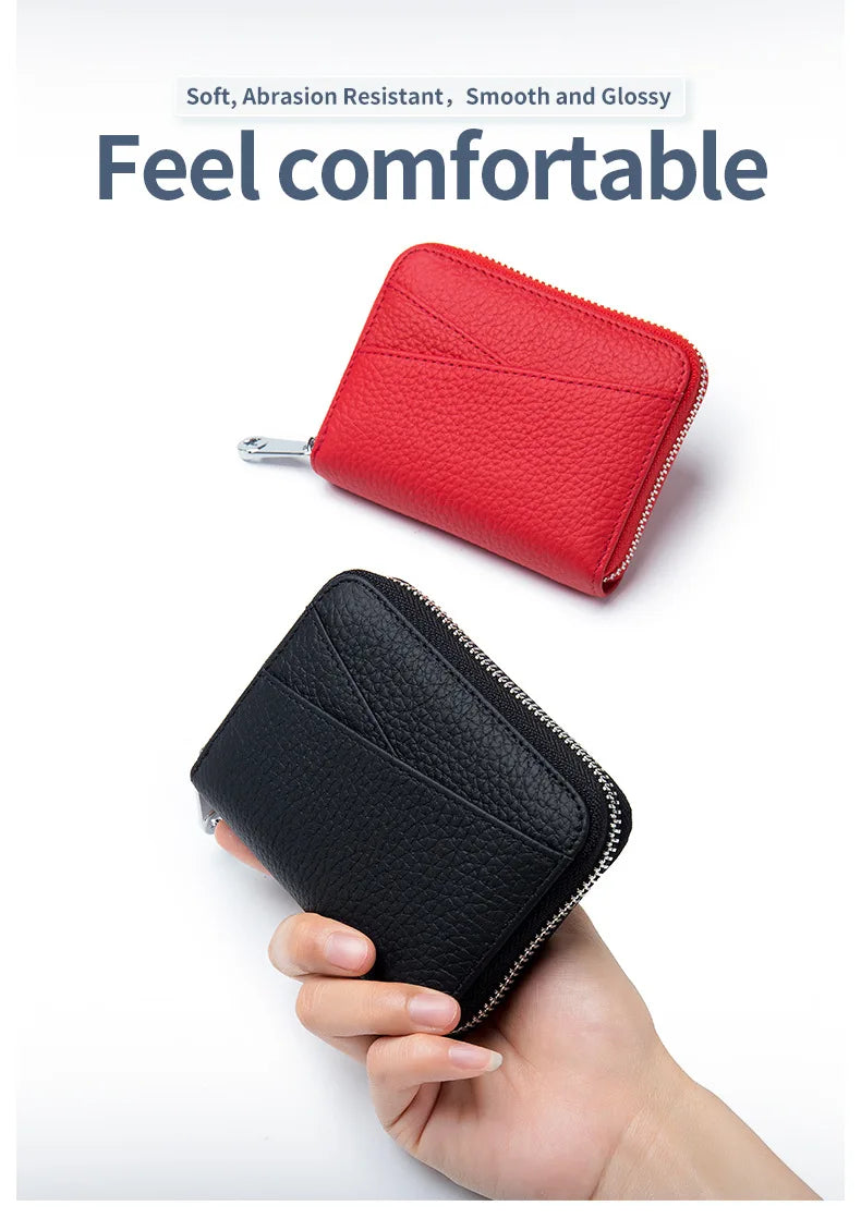 New Women Wallet Genuine Leather Card Holders Female Cowhide Wallets Fashion Small Portable Purses Cute Wallet Coin Bags Clutch