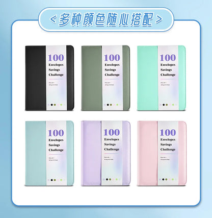 A5 100 Envelope Savings Challenge Zip Bag Loose-Leaf Binder Budget Binder With Cash Envelopes Money Organizer System