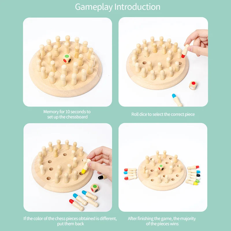 Wooden Chessboard Color Memory Chess Game Memory Concentration Training Wooden CHILDREN'S Early Education Educational Toys
