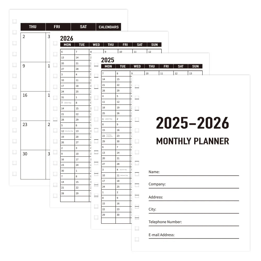 27 sheets 2025-2026 Monthly Planner Waterproof Cover Monthly Calendar Notebook Student Daily Schedules For School Office Home