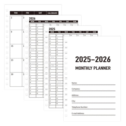 27 sheets 2025-2026 Monthly Planner Waterproof Cover Monthly Calendar Notebook Student Daily Schedules For School Office Home