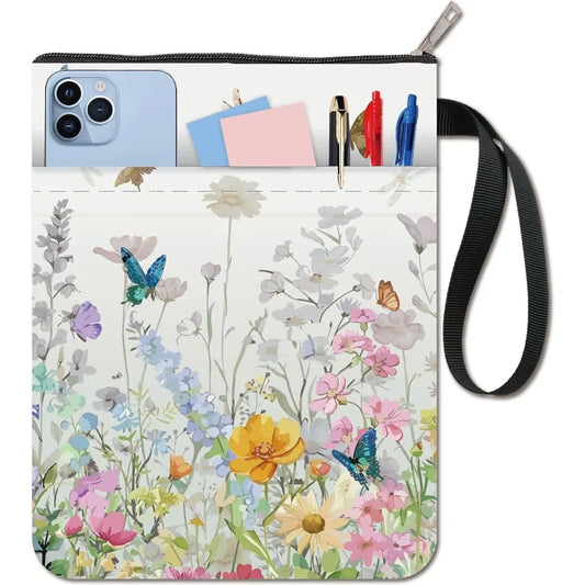 Flower Book Covers Butterfly Book Sleeve Book Protector for Paperbacks Washable Fabric Cloth Book Cover with Zipper and Extra