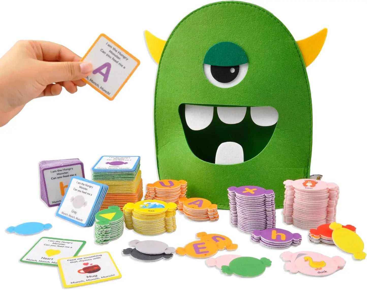 Alphabet Learning Toys Matching Colors Shape Felt Toys Letter Recognition Monster Eating Funny Game Montessori  Educational Toys