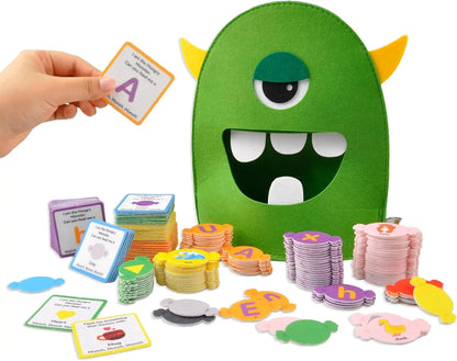 Alphabet Learning Toys Matching Colors Shape Felt Toys Letter Recognition Monster Eating Funny Game Montessori  Educational Toys