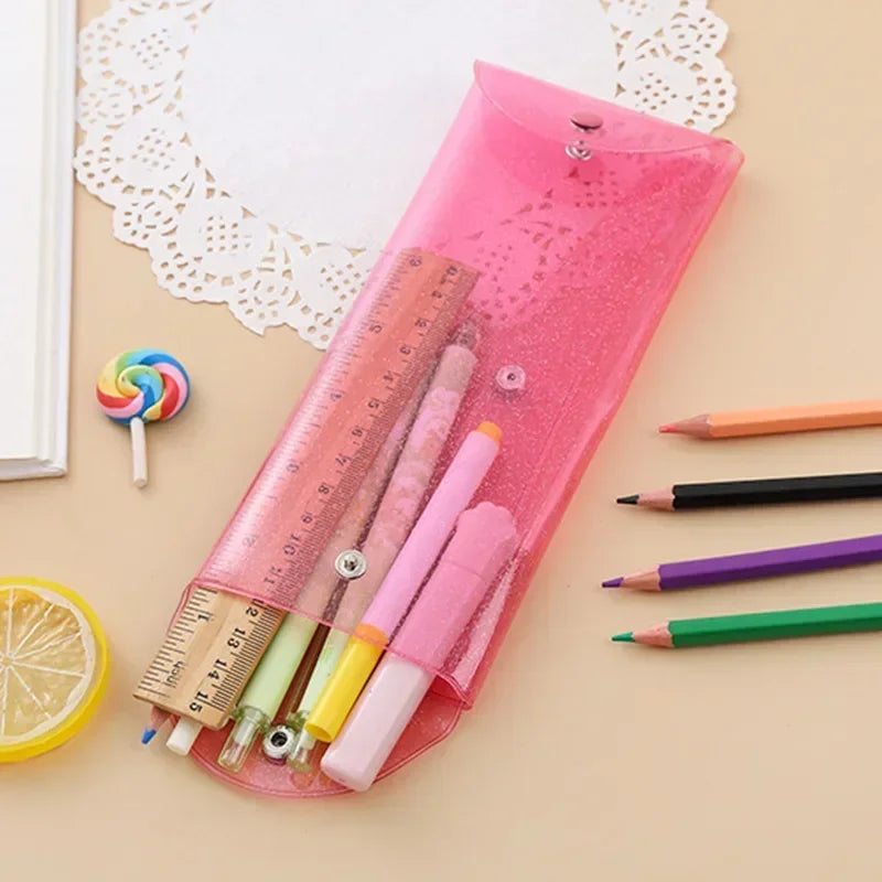 Transparent Laser Cosmetic Bag Makeup Case TPU Pencil Bag Pouch Cute Glitter Pencil Laser Pen Case School Bags for Girl Portable
