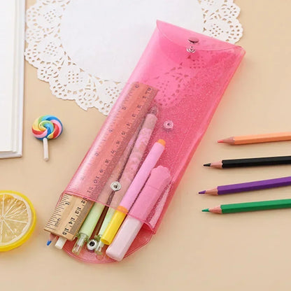 Transparent Laser Cosmetic Bag Makeup Case TPU Pencil Bag Pouch Cute Glitter Pencil Laser Pen Case School Bags for Girl Portable