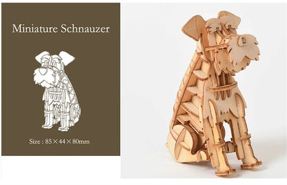 DIY Wooden Puzzle Model Animal Montessori Toys for Children Crafts Dachshund Skeleton Assembly Gifts Set for Kids Adults Teens