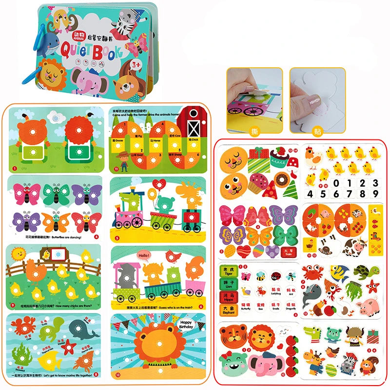 Montessori Baby Busy Book My First Quiet Book Paste Early Learning Education Toy Children Matching Game Toys for Kids 1 2 3 Year