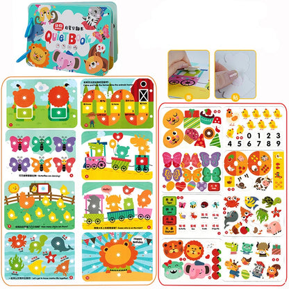 Montessori Baby Busy Book My First Quiet Book Paste Early Learning Education Toy Children Matching Game Toys for Kids 1 2 3 Year