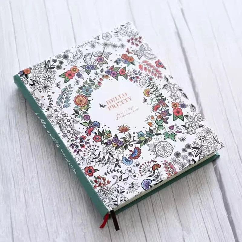 Hardcover Thick Notebook Coloring Illustrated 148 Sheets Coloring Illustrated  Beautiful Butterfly Diary Student Notepad ﻿