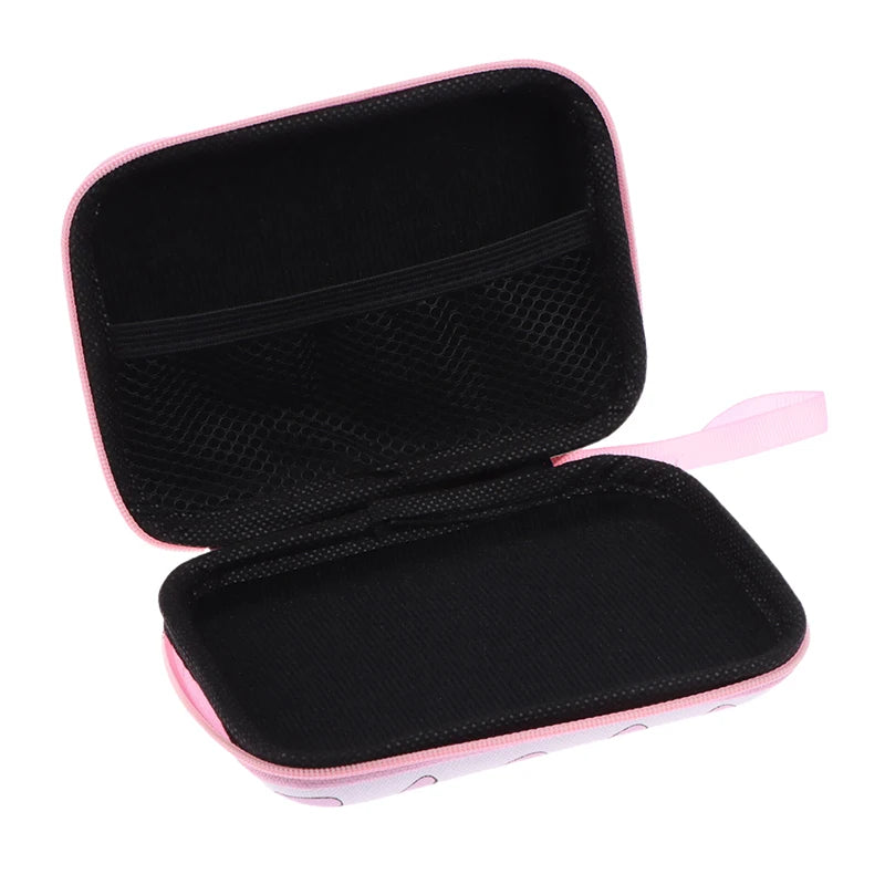 Cute Cartoon Heart Butterfly Pattern Headphone Data Cable Storage Bag Charger Power Bank Rectangular Box Zipper Bag Pocket Pouch